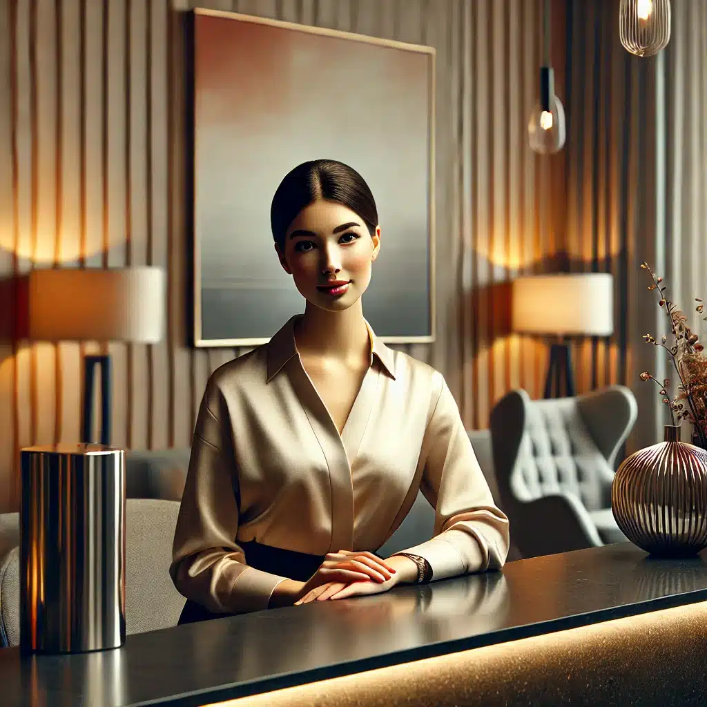 cute techsupport girl on the phone using headset